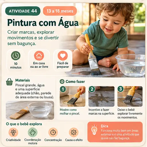 Atividade 44 — Pintura com Água (13–18 meses)