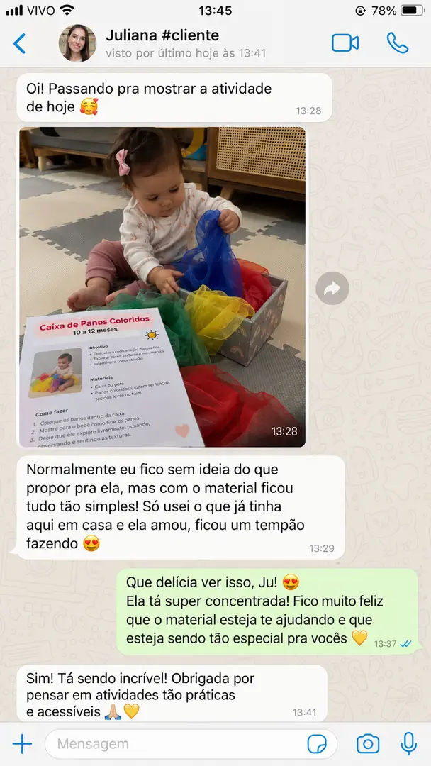 Depoimento de Juliana — Caixa de Panos Coloridos
